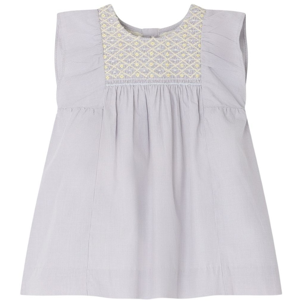 Bonpoint Gray Sleeveless Top with Embroidered Detail